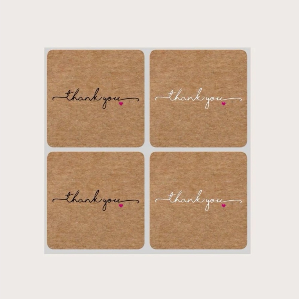(60) Rustic Square Thank you Stickers